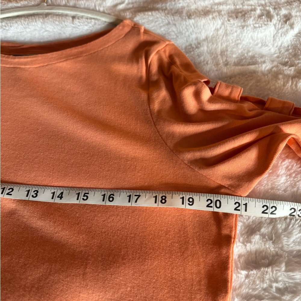 Peach Cold Shoulder Top Size M Cutout Sleeve Casual Blouse - Picture 3 of 5